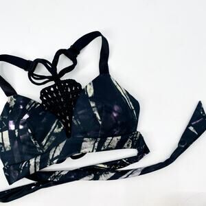 Entreaguas M black crochet racerback swimsuit top